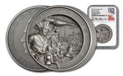 2023 Saint Helena £2 2-oz Silver Boston Tea Party Ultra High Relief Antiqued NGC MS70 First Day of Issue w/Iskowitz Signature