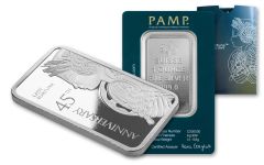 2024 PAMP 1-oz Silver 45th Anniversary Lady Fortuna Proof-Like Bar In Assay Card