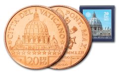2022 Vatican €20 15-gm Copper St. Peter’s Basilica BU
