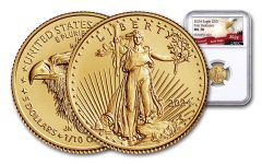 2024 $5 1/10 oz American Gold Eagle NGC MS70 First Releases Exclusive Eagle Label