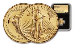 2024 $5 1/10 oz American Gold Eagle NGC MS70 First Day of Issue Exclusive Gold Foil Label Black Core