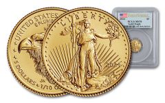 2024 $5 1/10 oz American Gold Eagle PCGS MS70 First Strike Flag Label