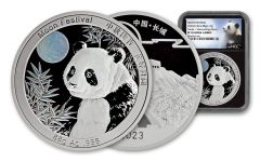 2023 China 88-gm Silver Moon Festival Panda Ultra High Relief Proof NGC PF70UC w/Black Core
