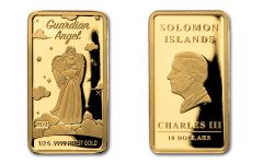 SAMOA 2024 $10 Tala 1/2 gram Gold Guardian Angel Bar Prooflike w/ Card
