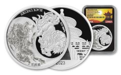 2023 China 2-oz Silver Black Unicorn Proof NGC Gem Proof First Day of Issue