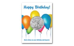 2024 $1 1oz Silver Eagle BU Birthday Balloons Card