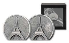 Cook Islands 2024 $10 2oz Silver Historical Monuments Eiffel Tower Antiqued