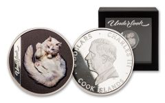 Cook Islands 2024 $5 1oz Silver Underlook Cat Colorized Proof