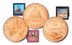 2021–2023 Vatican €20 15-gm Copper Art & Faith Series 3-pc Set BU
