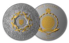 Niue 2024 $5 2oz Silver Earth Coin Ruthenium Gilded w/OGP