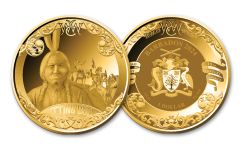 2024 Barbados $1 ¼-oz Silver Wild West Collection Sitting Bull Gold-Gilded Proof-Like Coin