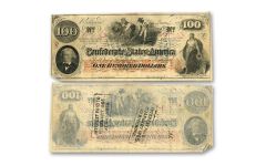 $100 1862-1863 $100 CONFEDERATE CURRENCY NOTE COTTON PICKER CU