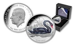 Niue 2024 $1 1oz Silver Black Swan Proof w/OGP