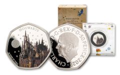 UK 2023 50p Silver Harry Potter Hogwarts Proof Colorized 