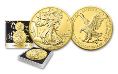 2024 $1 1oz Silver Eagle BU Gilded 24Kt Gold w/Box