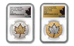 2PC Canada 2024 Super Incuse Maple Leaf Set NGC PF70 FDI Incuse Maple Labels