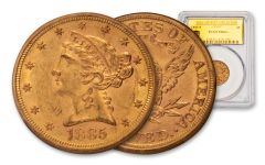 1885-S $5 Gold Liberty Fairmont Collection PCGS MS62+