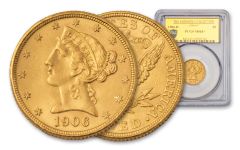1906-D $5 Gold Liberty Fairmont Collection PCGS MS63+