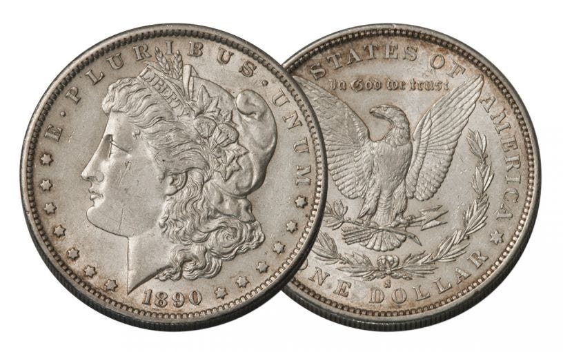 1890-S Morgan Silver Dollar AU