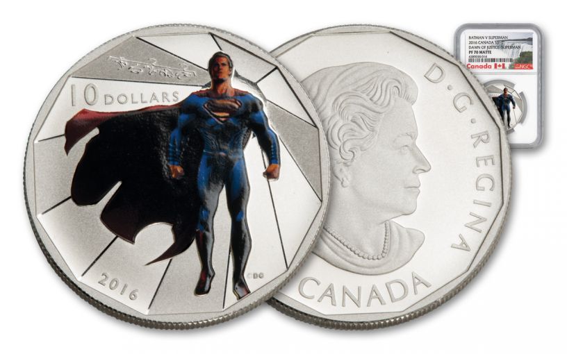 2016 Canada 10 Dollar Silver Batman V Superman Matte NGC PF70