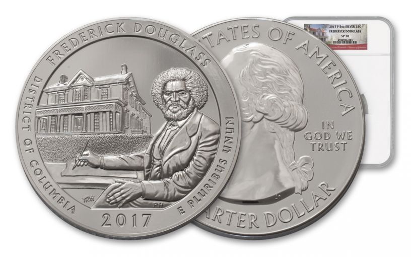 2017-P 25 Cent 5-oz Silver America the Beautiful Frederick Douglass NGC