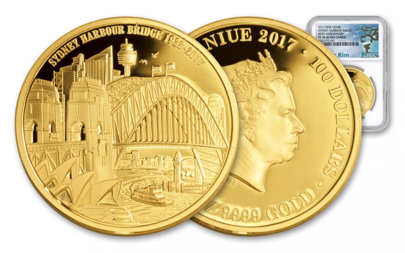 2017 Niue 1-oz Gold 85th Sydney Bridge Anniversary NGC PF70