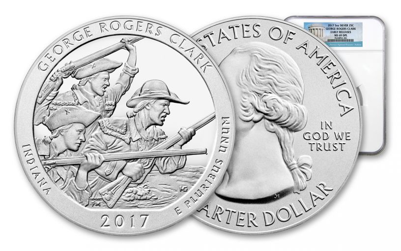 2017-P 25 Cent 5-oz Silver America The Beautiful George Rogers Clark NGC MS69DPL ER