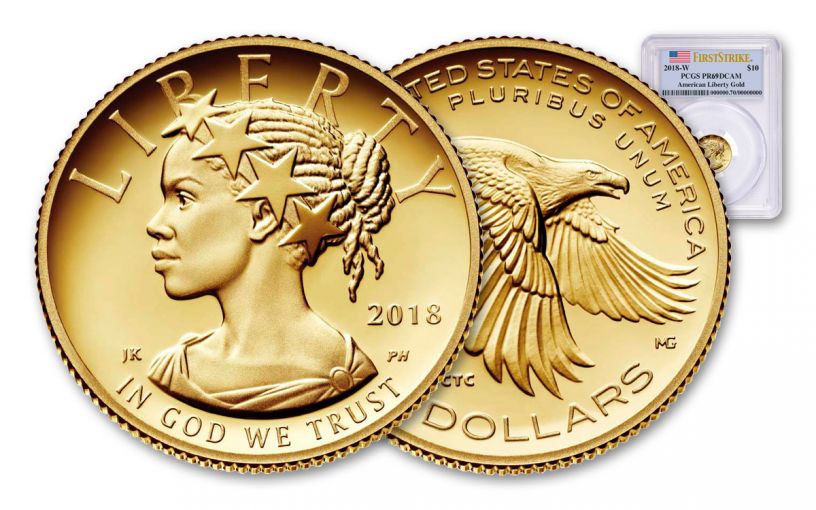 2018-W 10 Dollar 1/10-oz Gold Liberty High Relief PCGS PR69DCAM First Strike Flag Label