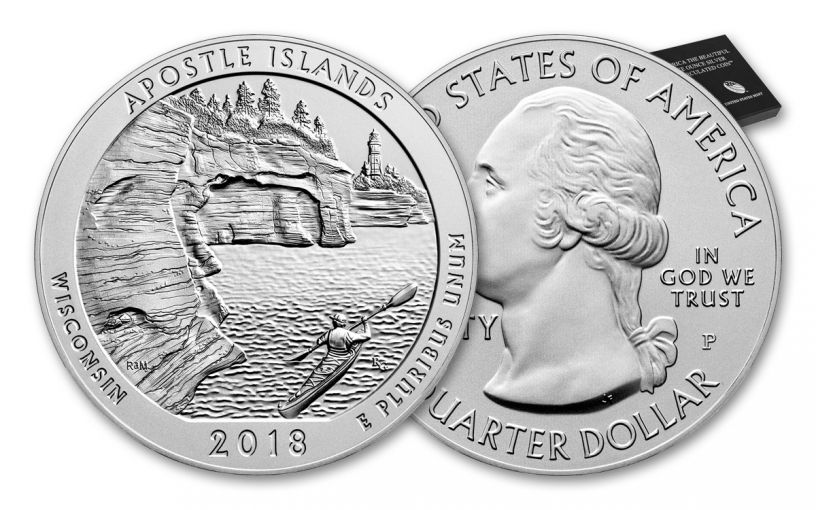 2018-P 25 Cent 5-oz Silver America The Beautiful Apostle Islands Specimen