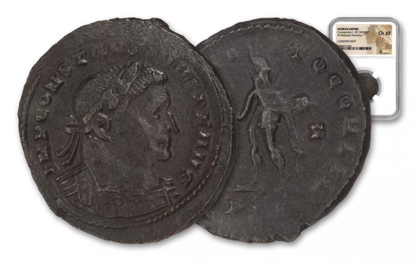 A.D. 307–337 Roman Billon Nummus of Constantine I London Mint NGC Choice-XF