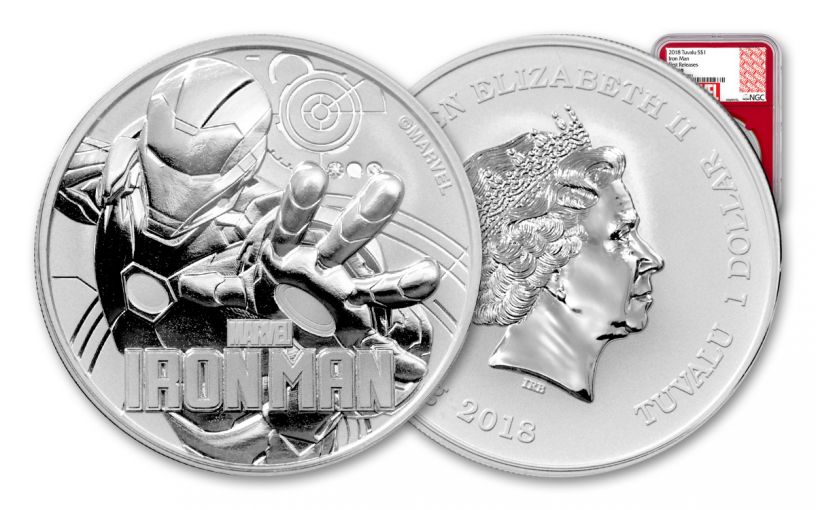 2018 Tuvalu 1 Dollar 1-oz Silver Iron Man NGC MS69 First Releases - Red