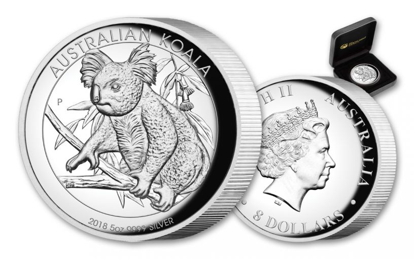 2018 Australia $8 5-oz Silver Koala High-Relief Proof