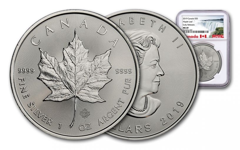 2019 Canada $5 1-oz Silver Maple Leaf NGC MS69 Early Releases -Exclusive Canada Label