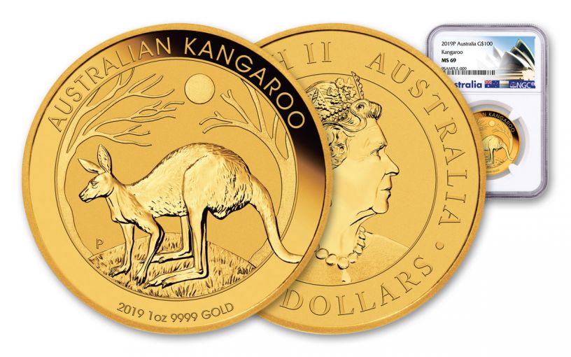2019 Australia $100 1-oz Gold Kangaroo NGC MS69