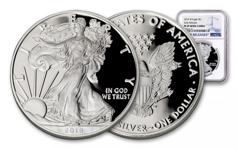 2019-W $1 1-oz American Silver Eagle NGC PF69UC Early Releases Blue