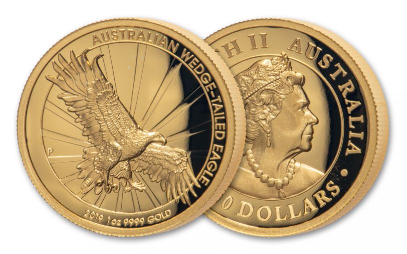 2019 Australia $100 1-oz Gold Wedge Tailed Eagle High Relief Proof