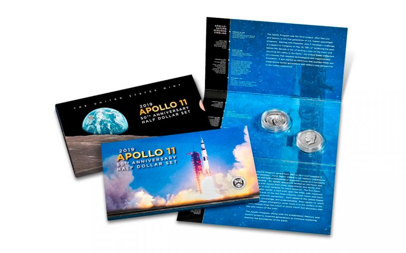 2019-S Apollo 11 50th Anniversary Half Dollar & Kennedy Half Dollar 2-Piece Proof Set