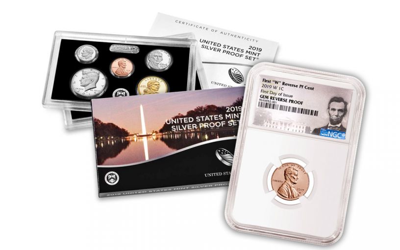2019-S U.S. Silver Proof Set w/2019-W Reverse Proof Lincoln Cent NGC Gem Proof First Day of Issue & Lincoln Label
