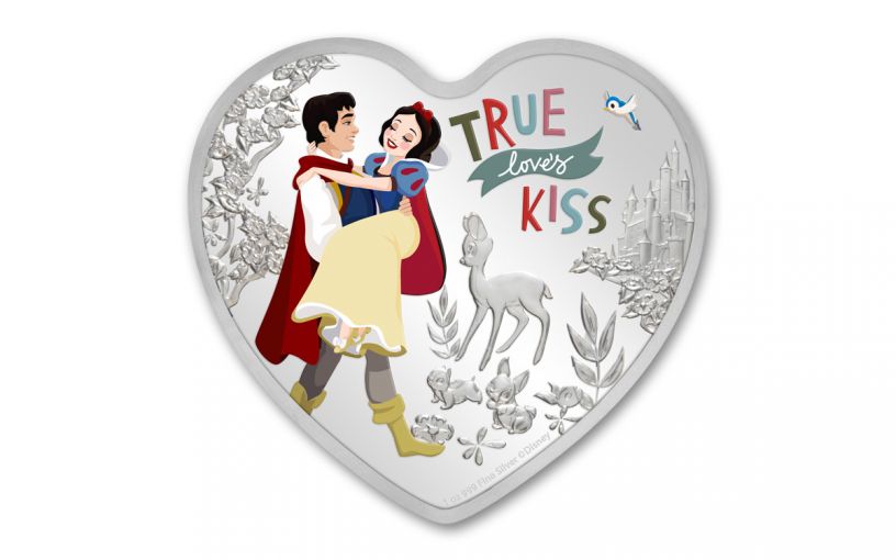 2020 Niue $2 1-oz Silver Snow White Heart-Shaped Colorized Proof