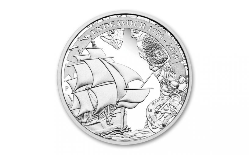 2020 Australia $1 1-oz Silver Voyage of Discovery Endeavor Proof