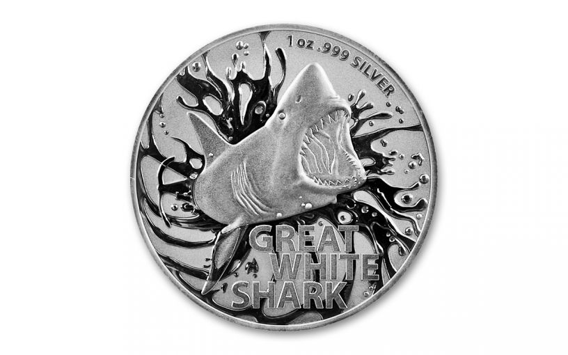 2021 Australia $1 1-oz Silver Great White Shark BU