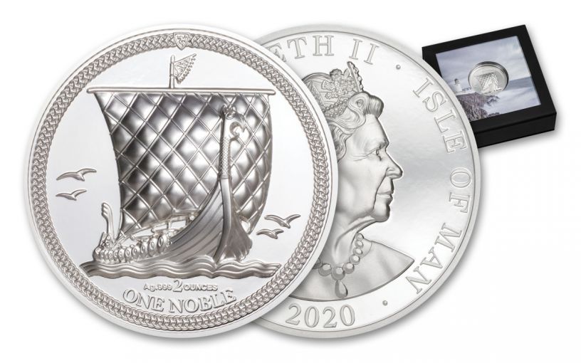2020 Isle of Man 2 oz Silver Noble Piedfort Ultra High Relief Proof Coin GEM Proof OGP