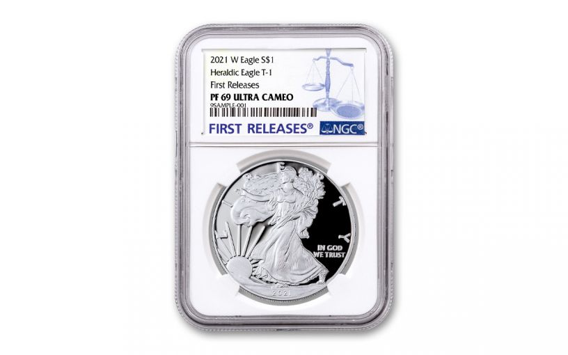 2021-W $1 1-oz American Silver Eagle Type 1 Proof NGC PF69UC First Releases w/ Blue Label