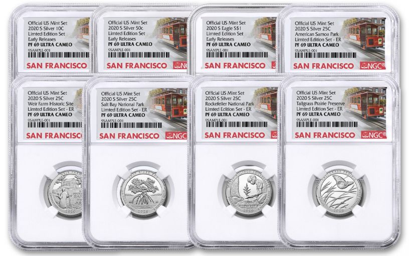 2020-S United States Mint Limited Edition Silver Proof Set NGC PF69UC Early Releases w/Trolley Label