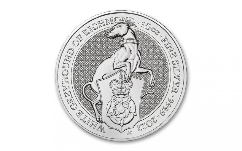 Great Britain 2022 £10 10-oz Silver Queens Beast Greyhound of Richmound Brilliant Uncirculated