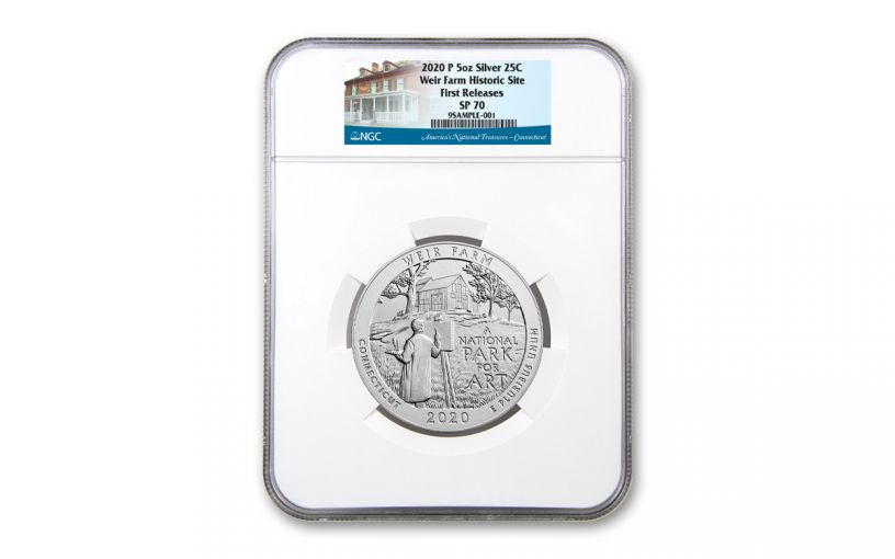 2020 America the Beautiful Quarter 5-oz Silver Weir National Historic Site Specimen NGC SP70 First Releases
