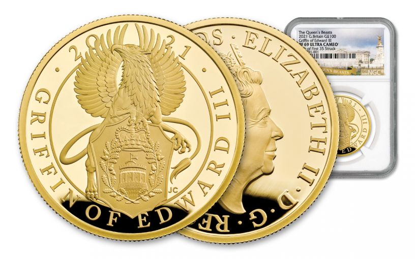 GB 2021 1OZ GOLD QUEEN BEAST GRIFFIN NGC PF69