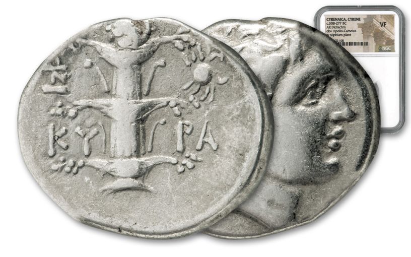 ANC 308-277 BC Silver Didrachm Silphium of Cyrene NGC VF