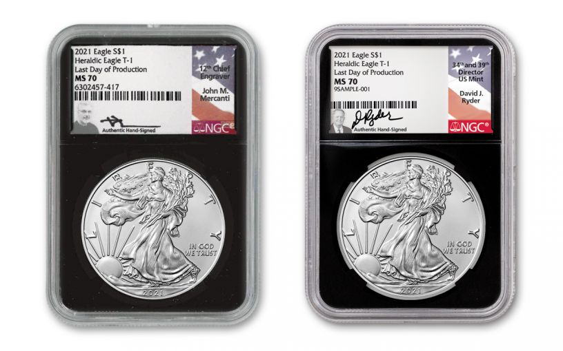 2021 $1 1-oz Silver Eagle T1 Last Day & T2 First Day 3-pc Set NGC/PCGS