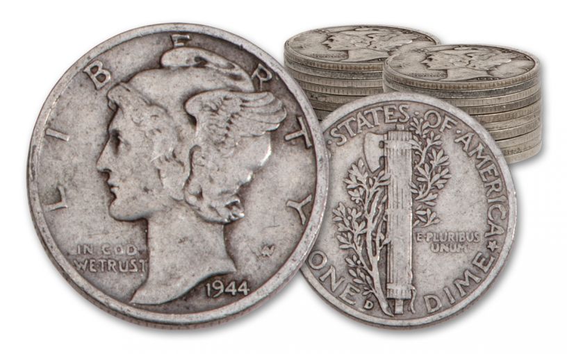 1944 Mercury Dime 20-Coin Roll VG